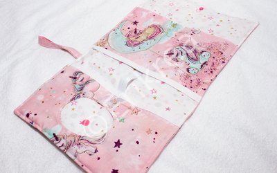 portapannolini in cotone con tasca per salviette umidificate e tasca per pannolini