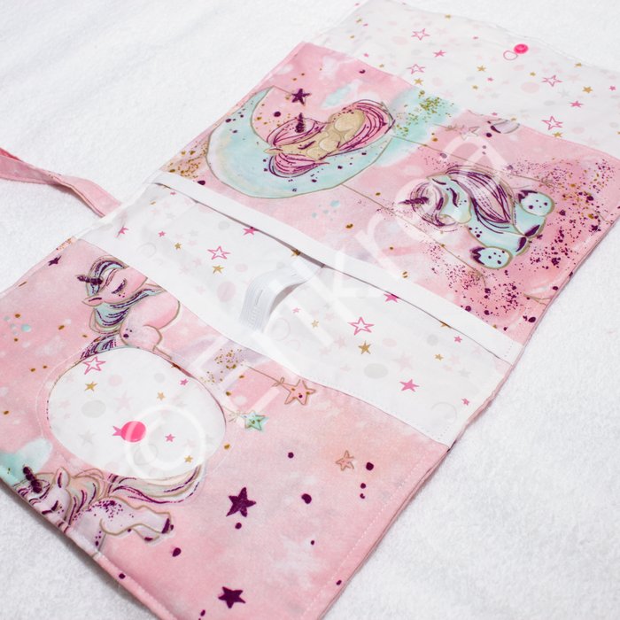 portapannolini in cotone con tasca per salviette umidificate e tasca per pannolini