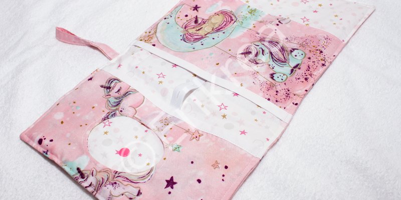 portapannolini in cotone con tasca per salviette umidificate e tasca per pannolini