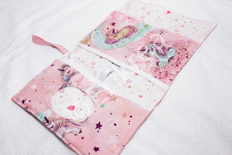 portapannolini in cotone con tasca per salviette umidificate e tasca per pannolini